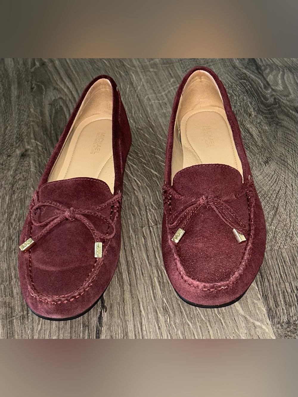 Michael Kors Deep Burgundy Suede Moccasin Flats - Picture 2 of 8